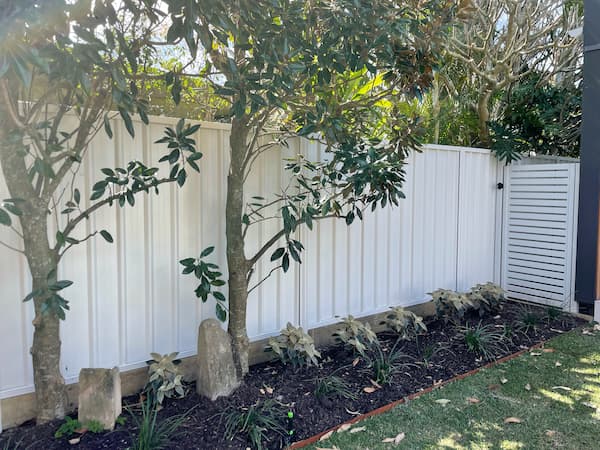 white colorbond fence